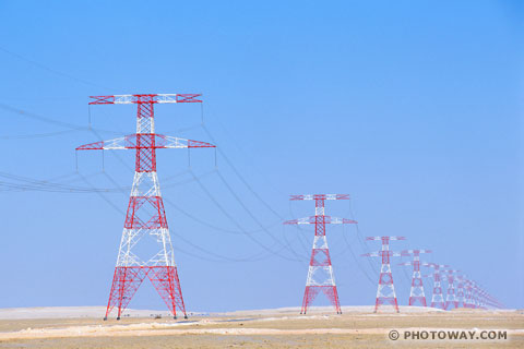 Image Photos of high-voltage electric lines photo electric lines in desert